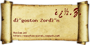 Ágoston Zorán névjegykártya