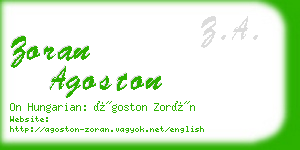 zoran agoston business card